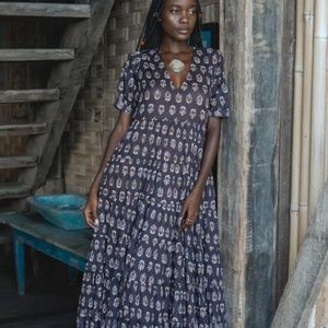 Daughters of India Chaaya Maxi Dress in Eggplant, Women's Size Medium